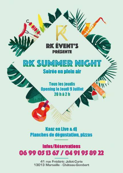 Soirée en plein air le jeudi à Marseille avec DJ, apéros dégustations et pizzas :RK Summer Night
